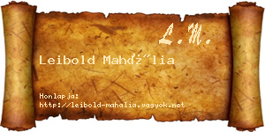 Leibold Mahália névjegykártya